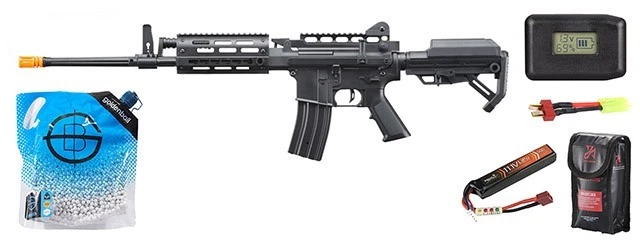 Golden Eagle AR LMG 软弹气枪轻机枪 - 电池充电器组合 - 黑色 — 第 1/1 张图片