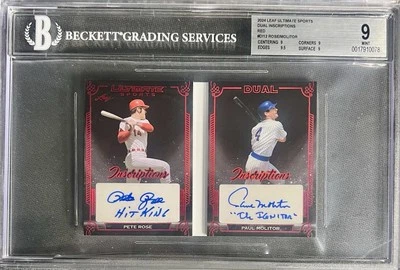 2024 INSCRIPCIONES DE HOJAS PETE ROSE HIT KING PAUL MOLITOR ENCENDEDOR/3 BGS 9 AUTOMÁTICO 10 Foto 1 de 2