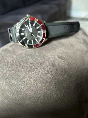 BULOVA 98B348 44mm Stainless Steel Black/Red Bezel with Black Silicone Strap... - Image 1 of 4