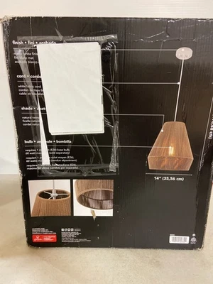 GLOBE Electric 60332 Grant 1-Light Pendant, Twine, Matte White, Fabric Cord - Image 1 of 2