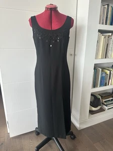 Vintage St Michael Long Black Dress With Embellishment - Picture 1 of 7