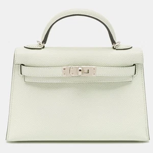 Hermes Vert Fizz Epsom Leather Palladium Finish Mini Kelly II Sellier 20 Bag - Picture 1 of 10