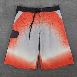 Pantalones cortos de baño geométricos OP Ocean Pacific para hombre talla 30 naranja blanco - Imagen 1 de 7