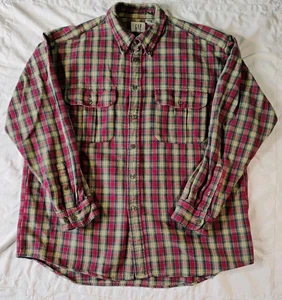Camisa para hombre GAP grande con botones pesada 100 % algodón a cuadros manga larga - Imagen 1 de 12