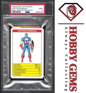 CAPTAIN AMERICA PSA 9 1988 Super Top Trumps Marvel Super Heroes Red Back - Picture 1 of 2