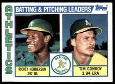 1984 Topps Athletics Team Leaders - Rickey Henderson/Tim Conroy B Baseball Cards