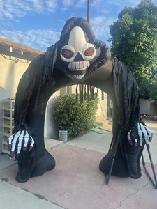 Airblown Inflatable Grim Reaper Tunnel Archway Halloween 9 Ft Lights Up Gemmy - Picture 1 of 13