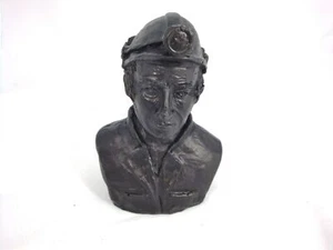 Miners Bust  figurine - Mining Memorabilia Made with British Coal - Picture 1 of 1