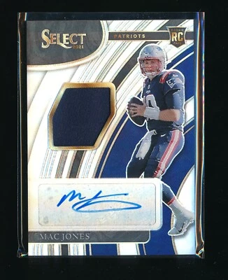 MAC JONES 2021 PANINI SELECT ROOKIE JUMBO SWATCH PRIZM RC AUTO #/99 *PATRIOTS* - Image 1 of 2