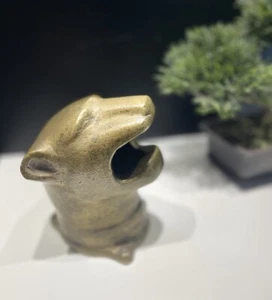 Unique Brutalist Brass Lioness Panther MCM 5.5" Bust Statue Fountain Head - Picture 1 of 17