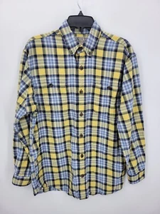 Duluth Trading Shirt Mens Medium Blue Yellow Plaid Long Sleeve Button Down - Picture 1 of 8