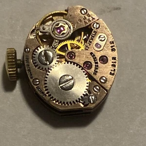 Elgin Movement 17 Jewel For Parts Elgin 312 AS 1677-2 A. Schild 1677-2 Runs - Picture 1 of 5
