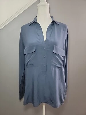 Blusa MASSIMO DUTTI Mulberry Seda Mezcla de Lujo Azul Marino Talla 36 (M-8) Foto 1 de 4