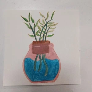 Sindy Fuhr Gouache Painting Hand Made Pop Art Nature Title Grow Plant Grow B - Picture 1 of 2