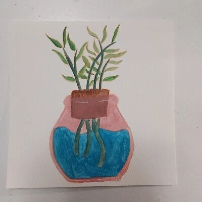 Pintura Gouache Sindy Fuhr Hecha a Mano Arte Pop Naturaleza Título Crecer Planta Crecer B Foto 1 de 2