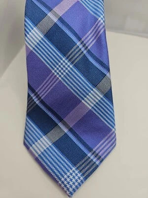 NAUTICA Mens Neck Tie Lavender Blue Gingham 3" x 57" Foto 1 de 3