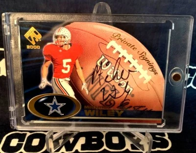 2000 PRIVATE STOCK Dallas Cowboys MICHAEL WILEY Autograph AUTO Rookie RC Ohio St - Image 1 of 4