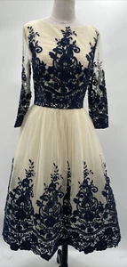 Chi Chi London Women's 3/4 Sleeve MARIAH Black Lace Midi Dress Size UK 10, US 6 - Picture 1 of 21