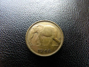 Belgian  Belgium Congo 1946 1 Frank coin African Elephant (20) - Picture 1 of 7