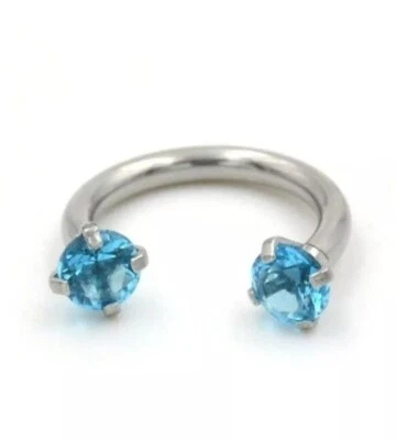 Anillo de nariz de aro con incrustaciones de circón azul estrás en forma de C de acero inoxidable Foto 1 de 4