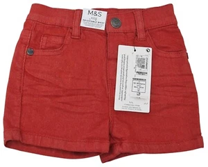 Pantalones Cortos MARKS & SPENCER Bebés Niños Botón Cremallera Rojo Mezcla Algodón 12-18 Meses - Imagen 1 de 3