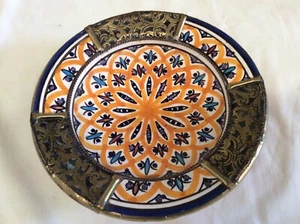 Plaster Serving Dish w/ Tin Edges  - Picture 1 of 5