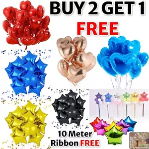 Heart Star Balloons Foil Helium 18" BALOONS Birthday wedding party decor baloons - Picture 1 of 21