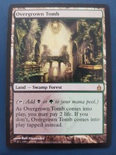 Mtg, overgrown tomb. ravnica: City of guilds rare dual land new, never played