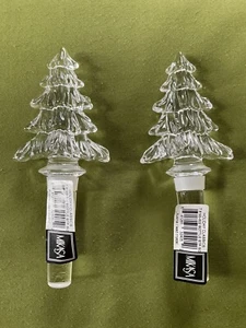 NEW SET 2 AUSTRIAN LEAD CRYSTAL MIKASA HOLIDAY CHRISTMAS TREE BOTTLE STOPPERS - Picture 1 of 2