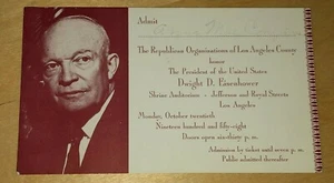 Dwight D Eisenhower Los Angeles Republikanische Organisationen Heiligtum Eintrittskarte - Bild 1 von 1