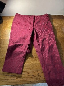 White House Black Market The Slim red jacquard print ankle pant, 12 - Picture 1 of 14