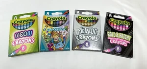 Crayola Lot Of 4 Boxes of 8 Crayons Metallic Neon Unicrayons Bold & Bright - Picture 1 of 9