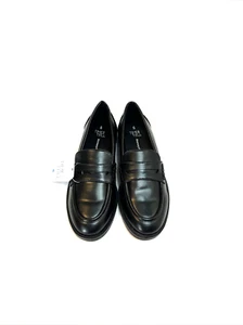 NEW Time And True Black Faux Leather Penny Loafers Slip On Shoes Women Size 6 - Picture 1 of 12