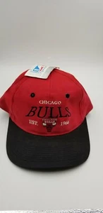 Vintage Chicago Bulls Snapback with tag Red Hat Cap NBA EST. 1966 New Old Stock  - Picture 1 of 5