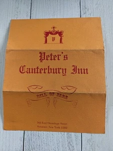 Peter's Canterbury Inn Vintage Menu Syracuse NY - Picture 1 of 2