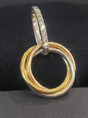 Pave 0.32 Cts Round Brilliant Cut Natural Diamonds Trinity Pendant In 14K Gold - Изображение 1 из 4