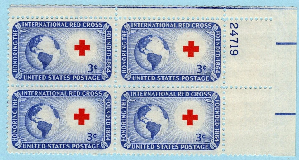 US Sc #1016, International Red Cross, Plate Block, MNH Randomly selected - Image 1 of 1