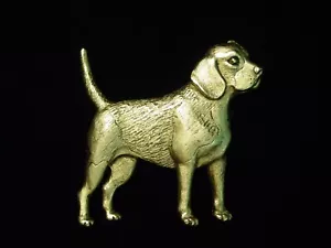 "JJ" Jonette Jewelry Antique Gold Pewter 'Oh, So Smart BEAGLE' Dog Pin - Picture 1 of 2
