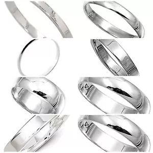 Sterling Silver 925 Rings 2mm,3mm,4mm,6mm,8mm Band Width Sizes G-Z Curve Flat - Picture 1 of 10