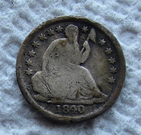 1840-O ND No Drapery  Seated Liberty Half Dime Rare Key Date VG Detail Scratches Cover