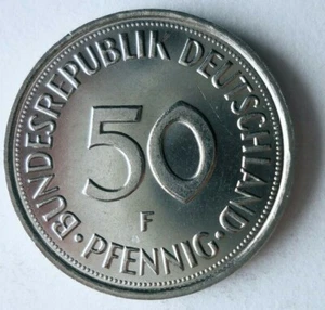 1992 F GERMANY 50 PFENNIG - AU/UNC GEM - Free Ship - Bin #ZZZ - Picture 1 of 2