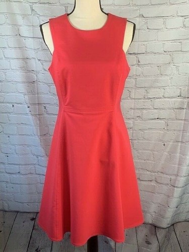 VALENTINO Abito da donna Calvin Klein taglio a spalla e svasato rosso cerniera posteriore taglia 8