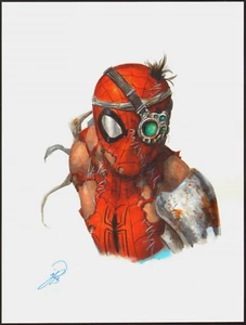 JOHNNY DESJARDINS SIGNED 2023 SPIDER-BIODROID PAINTING!  FREE SHIPPING! - Picture 1 of 1