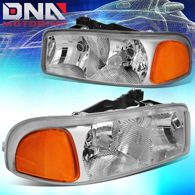 PARA 99-07 GMC SIERRA/YUKON REPUESTO CARCASA CROMADA FAROS LATERALES ÁMBAR/LÁMPARAS Foto 1 de 4