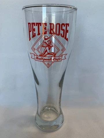 Vintage,  Large 20oz. ,  9 1/4"h,  "Pete Rose Ballpark Cafe" Pilsner Beer Glass Cover
