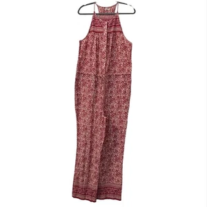 Faherty Adella Floral Jumpsuit in Pink Organic Cotton Bohemian Pockets Large - Picture 1 of 8