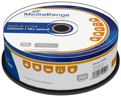 25 Mediarange Rohlinge DVD+R 4,7GB 16x Spindel - Bild 1 von 2