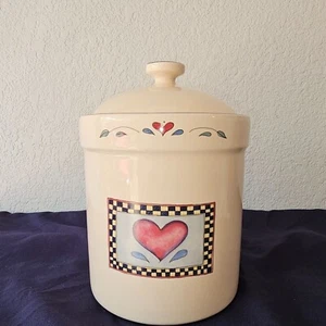 Vintage Susan Winget Kanister mit Deckel Ernte fair Topf Glas Pfirsiche Motiv - Bild 1 von 7