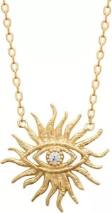 Collier en Plaqué Or 18 carats - Pendentif Oeil et Soleil - Oxydes de Zirconium - Picture 1 of 3