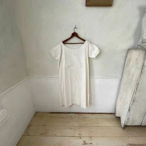 French Monogrammed Chemise Night Shirt Tunic French Linen White Hemp and Cotton - Picture 1 of 10